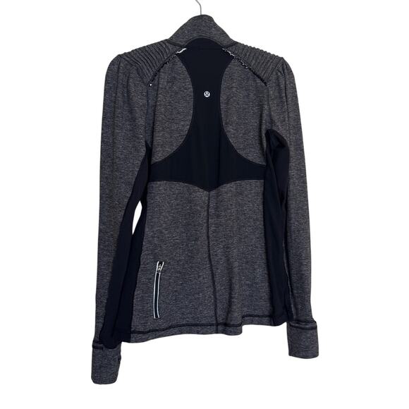 Lululemon Star Runner Pullover Size 10 Stripe Black Gray Heathered 1/4 Zip - Picture 3 of 7